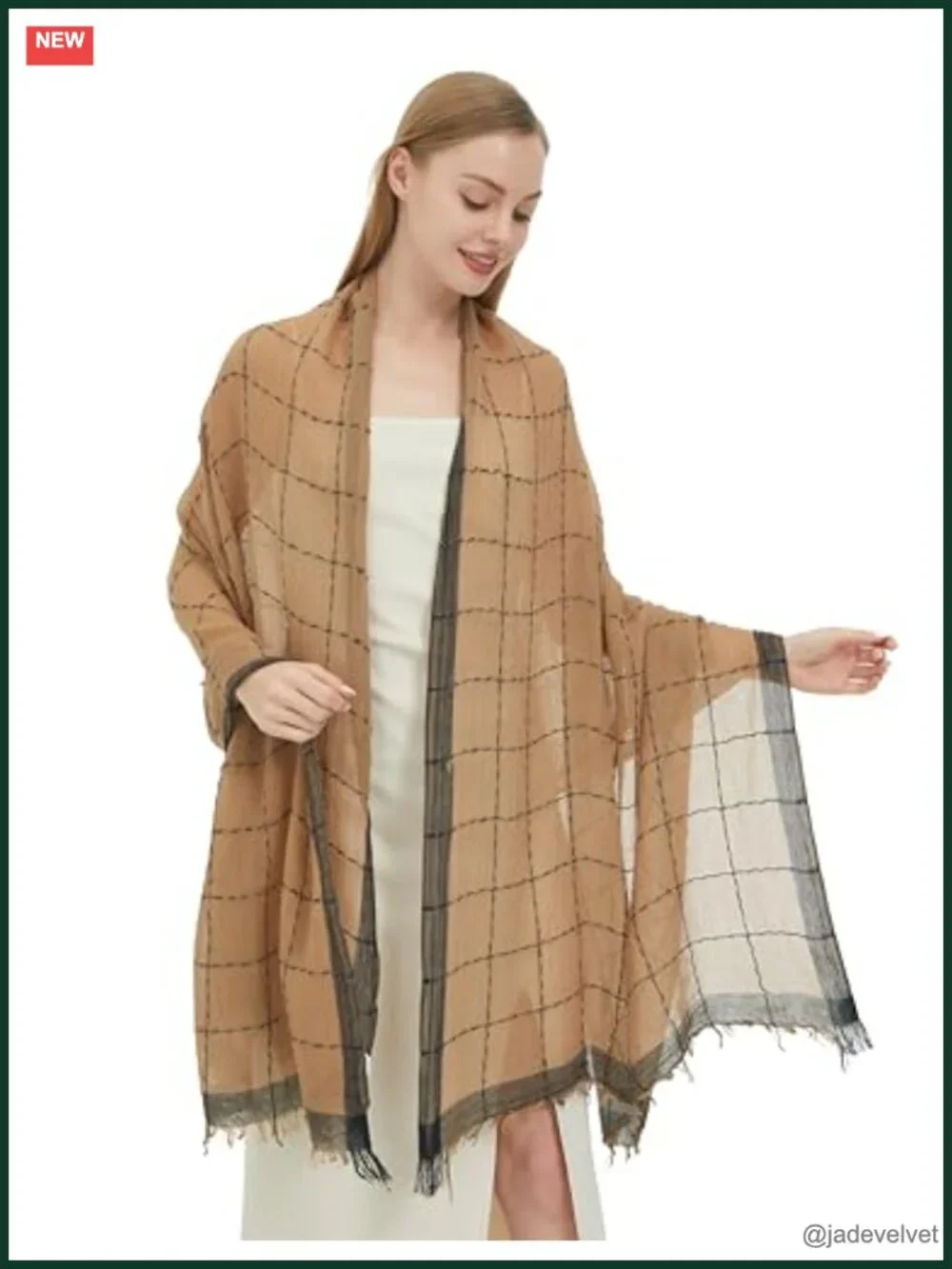 Fashion Scarf with Lurex Lightweight Shawl for Women Plaid Large Party Wrap